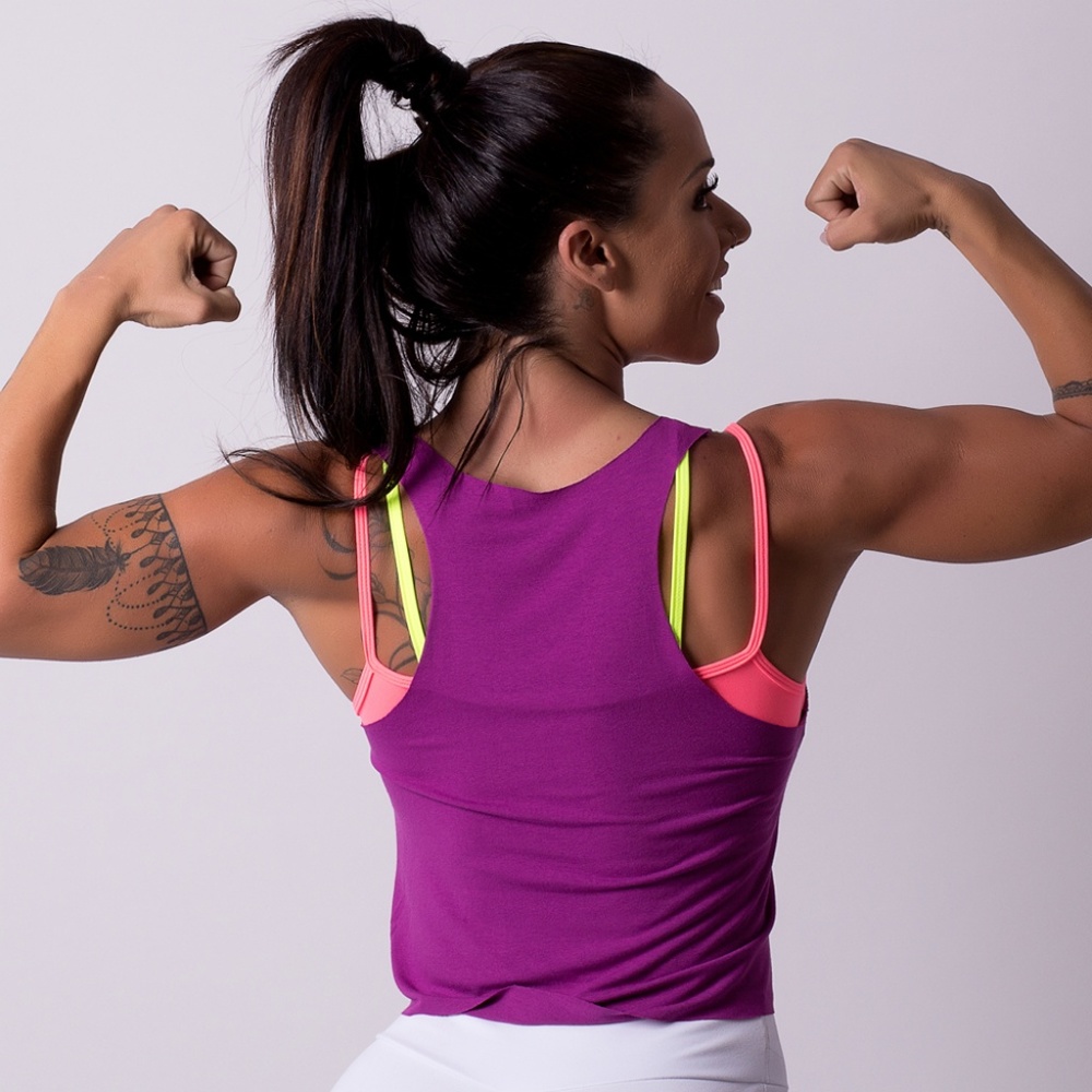Brazilian Sports Crop Top Purple Skull Print - Picture 3 of 6